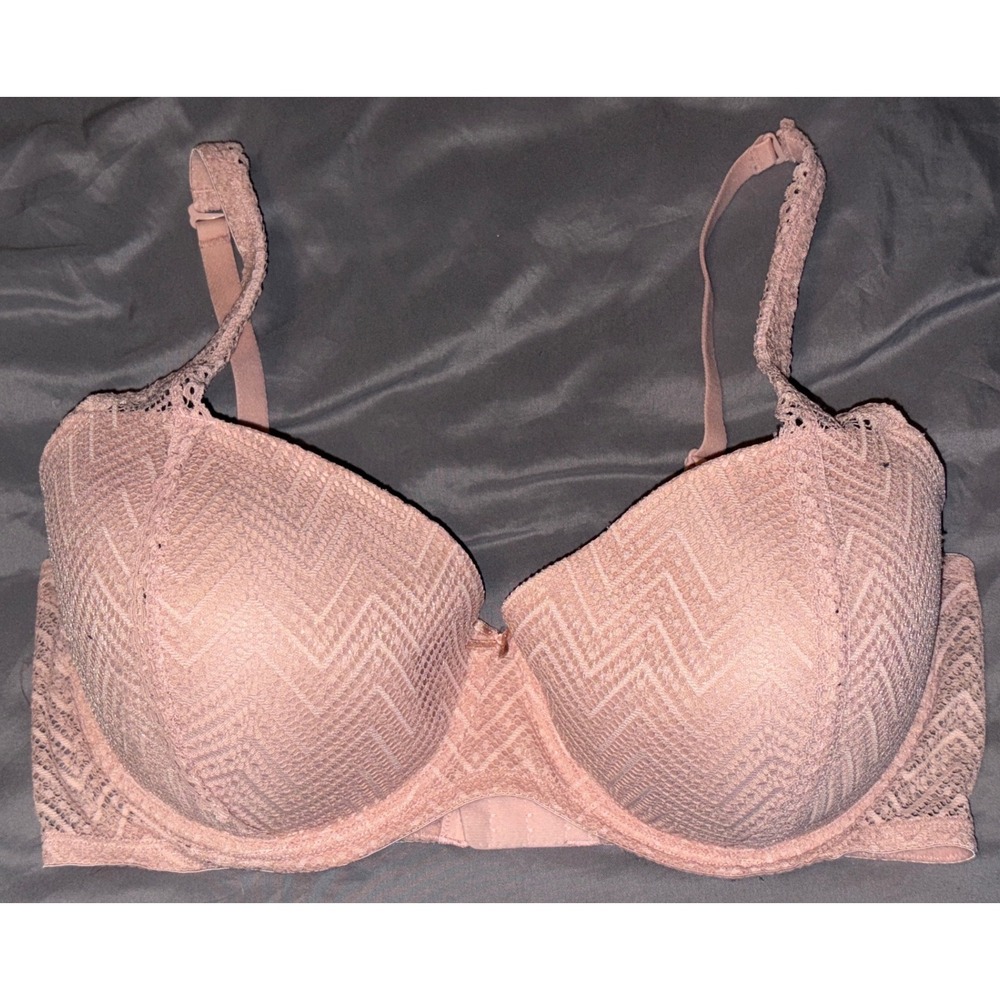 Fruit of the Loom Light Pink Lace Push-up Demi‎ Full Figure Bra, 38DD